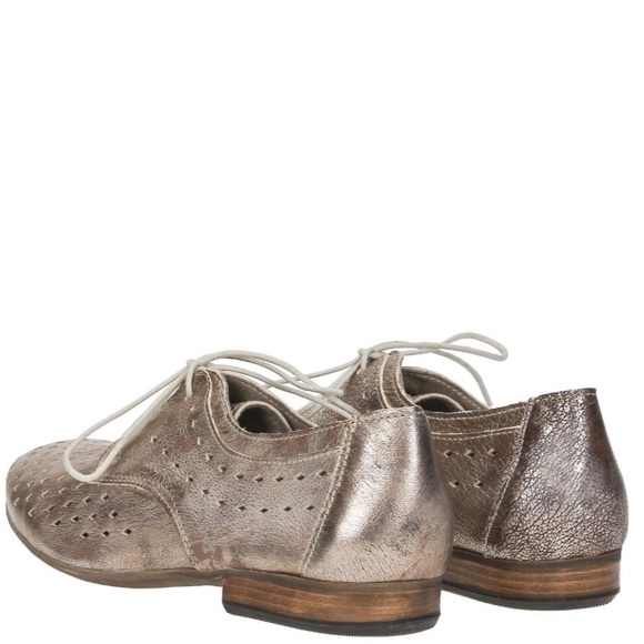 Fabbrica Dei Colli Stringate Donna Perforated Metallic Taupe Shimmery Oxfords 11 - Picture 3 of 16